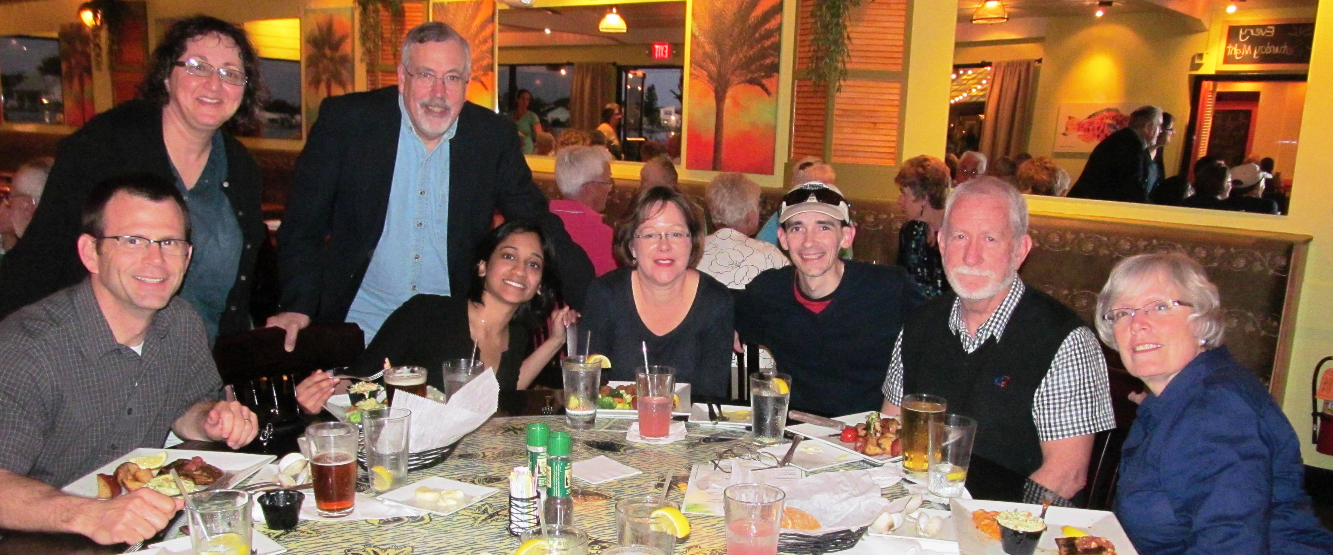 The FMLT takes some personal time to hang out over dinner: Carrie Bare, Elsy Thayil-Blanchard, Doug Jackson, Kim Huey, Tom Grosh, Craig Gartland, Howard Van Cleave, Nancy Thomas, No we don't work 24/7 ;) 