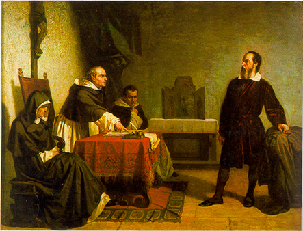 Painting of Galileo before the Inquisition
