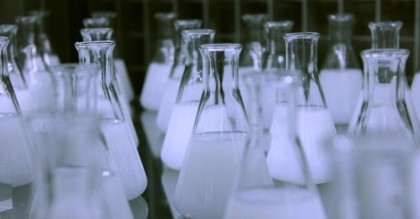 Array of Erlenmeyer flasks