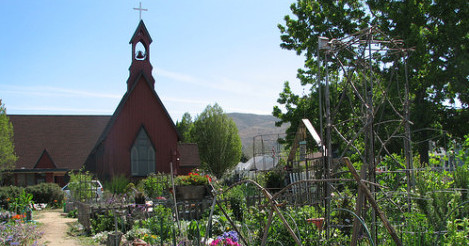 Photo of church and garden