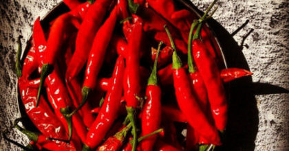 Photo of a number of red hot peppers