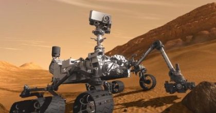 Artistic rendering of the Curiosity Rover on Mars
