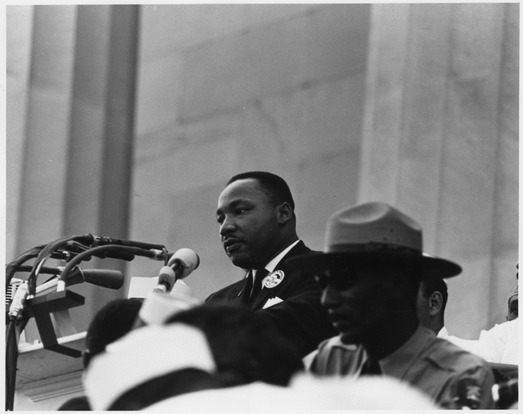 Martin Luther King, Jr. speaking at the March on Washington in 1963.